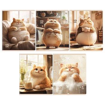 Тетрадь 48л., А5, клетка BG "Cozy cat", выборочный лак