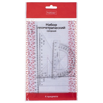 MNn_04206 Набор геометрический Hatber пластиковый средний прозрачный