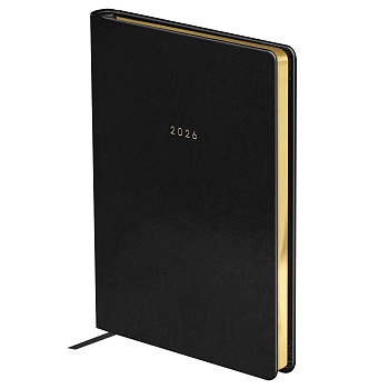 Ежедневник датированный 2026г., А5, 176л., твердый переплет, кожзам, BG "Windsor. Black", черный, фо