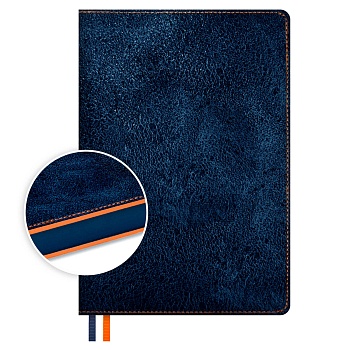Ежедневник полудатированный ESCALADA, А5, 192 л., арт. 70632/ 15 ТИВОЛИ ДЕЛАВЭ СИНИЙ/ОРАНЖЕВЫЙ (кожз