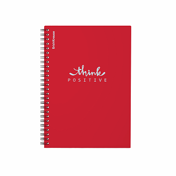 Тетрадь общая с пластиковой обложкой на спирали ErichKrause Words красный, А5, 80 листов, клетка