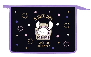 AMc_03035 Папка для тетрадей Пластиковая А4ф 1 отделение 245х340х40мм на молнии -Mi-Mi Bunny-  в инд