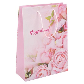 392929 Пакет подарочный МАТОВЫЙ xl,розочки,140 гр/м2 ЧУДО ПРАЗДНИК в кор.5*12шт