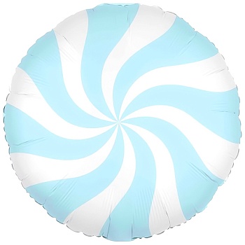 Шар (18''/46 см) Круг, Леденец, Голубой/Белый, 1 шт. в уп. (цв.этик.)