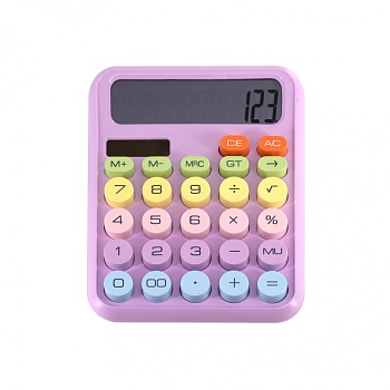 Калькулятор Alingar 12 разрядов, 158*125*18 мм, двойное питание, розовый, ААА батарея не комплекте