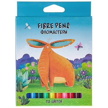 FP_067125 Фломастеры "ECO" 12 цв. -Счастливчики- в карт.короб. с европодвесом