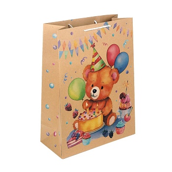 400315 Пакет подарочный крафт xl,мишка,140 гр/м2 ЧУДО ПРАЗДНИК в кор.5*12шт