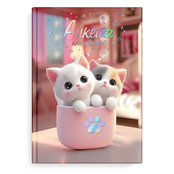 Анкета для друзей арт. 72289 КОТЯТА В КОРОБОЧКЕ / А5 (145х205 мм), 128 л., блок - печать в две краск