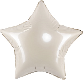Шар (18''/46 см) Звезда, Кремовый, Сатин, 1 шт.