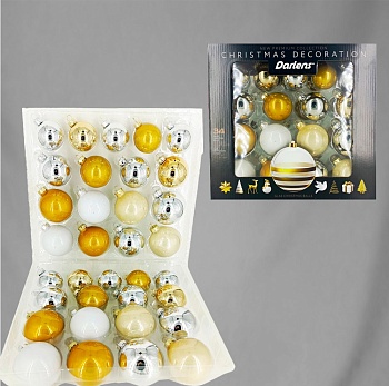 НАБОР ЕЛОЧНЫХ ШАРОВ, DARLENS, 34 ШТ, АССОРТИ РАЗМЕРОВ СМ, АССОРТИ ЦВЕТОВ DL-DRL00883(Н)