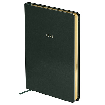 Ежедневник датированный 2026г., А5, 176л., твердый переплет, кожзам, BG "Windsor. Green", тёмно-зелё