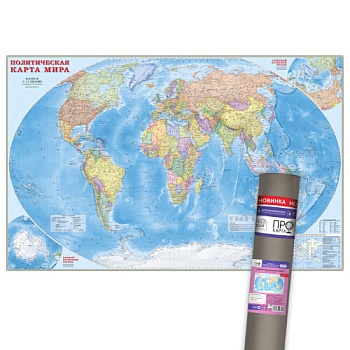 ПРОкарта интерактивная МИР полит., 230х150 см, 1:11,5 млн, ЛАМ. в тубусе (ISBN нет)