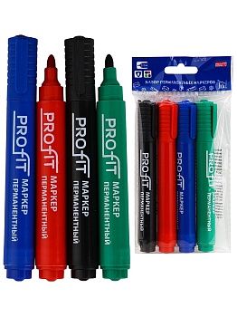 TM "Profit" Набор маркеров перманетных (МП-4561), 4 цв., 2,5мм, кратно 50