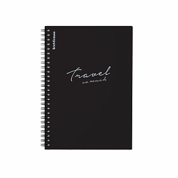 Тетрадь общая с пластиковой обложкой на спирали ErichKrause Words черный, А5, 80 листов, клетка