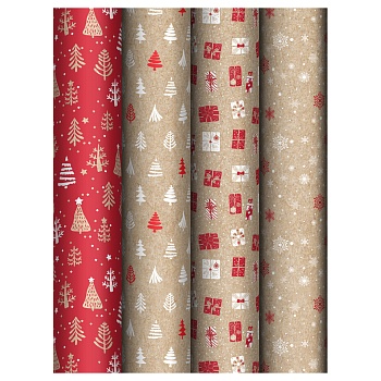 Упаковочная бумага глянц. 70*100см, MESHU "Craft NY pattern", 70г/м2, ассорти 4 дизайна