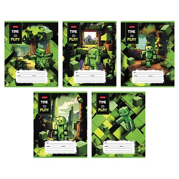 24Т5В1 Тетрадь 24л А5ф клетка 60-65г/кв.м на скобе  5 диз.в блоке скругл.углы серия -Начать игру-