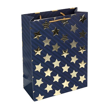 389075 Пакет подарочный с тиснением, звезды, размер l,190 гр/м2 ЧУДО ПРАЗДНИК в кор.10*12шт