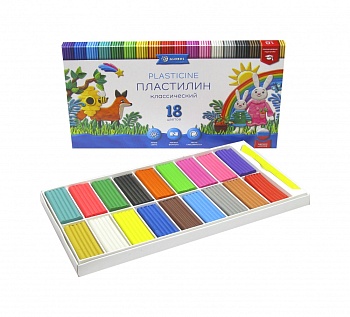 Пластилин "КЛАССИЧЕСКИЙ", 18 цв. ПЛ18-06К