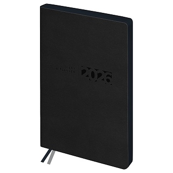 Ежедневник датированный 2026г., А6+, 176л., мягкий переплет, кожзам, BG "Waltz. Black", черный, цвет