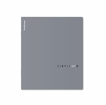 Тетрадь общая ученическая ErichKrause Simple Color, серый, 48 листов, клетка, ламинация soft-touch+в