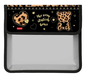 AMp_05056 Папка для тетрадей Пластиковая А5ф 1 отделение 240х205х40мм на липучке -Стильный мишка-  в