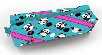 NPk_61169 Пенал 210х50х60мм на молнии мягкий-Плюшевые панды-  в индив.упак.