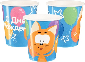 Стаканы (250 мл) Котенок Котэ, С Днем Рождения!, 6 шт.