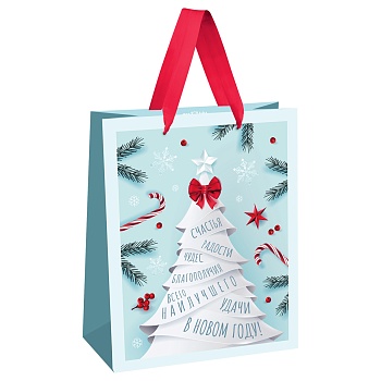 Пакет подарочный 18*23*10см MESHU "Christmas wish",  матовая ламинация
