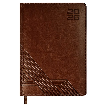 Ежедневник датированный 2026 ESCALADA, А5, 176 л., арт. 70219/ 15 САРИФ КОРИЧНЕВЫЙ (кожзам: 146x211 