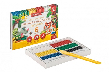 Пластилин детский повышенной мягкости, 6 цветов ПЛ6Д