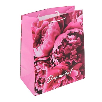 392989 Пакет подарочный МАТОВЫЙ l,пионы,140 гр/м2 ЧУДО ПРАЗДНИК в кор.10*12шт