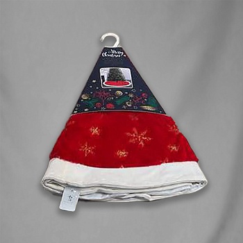 ПОКРЫВАЛО ПОД ЕЛКУ, DARLENS «СНЕЖИНКИ», 120 СМ, БАРХАТ, ВЫШИВКА, БЕЛО-КРАСНЫЙ