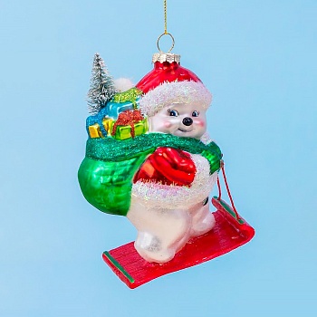 ФОРМОВОЧНАЯ ИГРУШКА, DARLENS «МИШКА С ПОДАРКАМИ», 9Х6Х11 СМ, СТЕКЛО