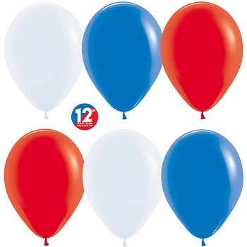 Шар (12''/30 см), Ассорти Триколор (015/005/041), пастель, 50 шт.