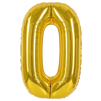 Шар (40''/102 см) Цифра, 0, Золото, Металлик, 1 шт. в уп. 24080