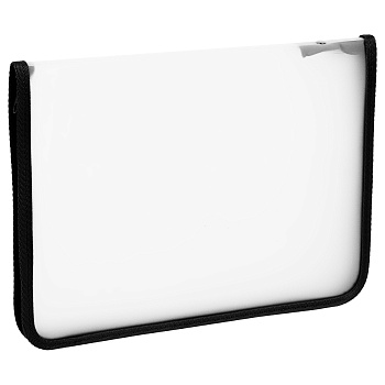 Папка на молнии СТАММ А4, 500мкм, пластик, прозрачная, черная молния вокруг