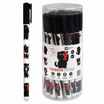 Ручка гелевая ПИШИ-СТИРАЙ арт. 69534 / 30 ЧЕРНЫЙ КОТ (ПВХ тубус, 30 шт., неавтоматическая, 8х148 мм,