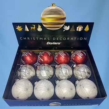 ЕЛОЧНЫЙ ШАР, DARLENS, 10 СМ, СТЕКЛО, ФАКТУРНЫЙ, АССОРТИ