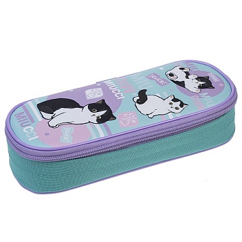 NPk_73292 Пенал 220х90х50ММ с карманом на молнии -Мяуччи-  в индив.упак.