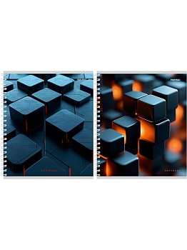 Тетрадь КЛЕТКА 96л. ЧЁРНЫЕ КУБЫ (Т96-4885) цвет.мелов.обл., гребень