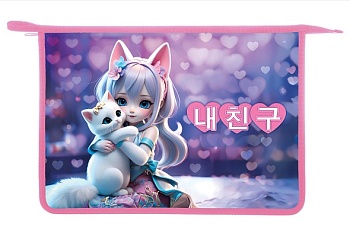 AMc_03037 Папка для тетрадей Пластиковая А4ф 1 отделение 245х340х40мм на молнии -Мой котик-  в индив