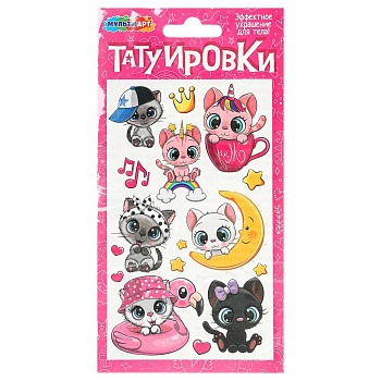 386882 Тату котята, 1 лист, в пакете МУЛЬТИ АРТ в кор.200шт