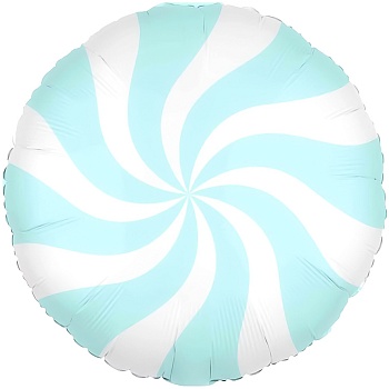 Шар (18''/46 см) Круг, Леденец, Бирюзовый/Белый, 1 шт. в уп. (цв.этик.)