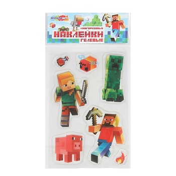 392145 Наклейки гелевые, мир пикселей МУЛЬТИ АРТ в кор.500шт