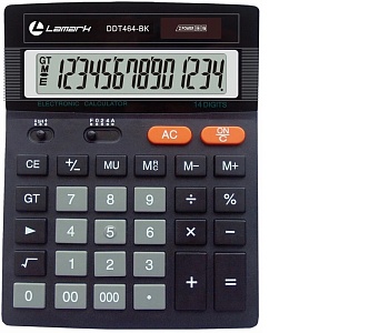 LAMARK464 Калькулятор 14 разрядов, средний настольный, 178х140х30 мм, 2-ое питание, черный,