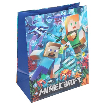 403047 Пакет подарочный МАТОВЫЙ l,пиксели в море,140 гр/м2 ЧУДО ПРАЗДНИК в кор.10*12шт