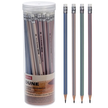 BL_089584 Карандаш чернографитн. Hatber Dune трехгран.корпус пластиковый 48шт. Ассорти "HB" с ластик
