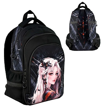 Рюкзак школьный Феникс+ арт.68253/ 14 ДЕВУШКА ПАНК (31х44х16 см, полиэстер, сублимационная печать, 1