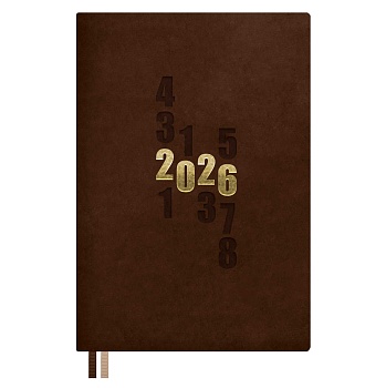 Ежедневник датированный 2026 ESCALADA, А5, 176 л., арт. 70266/ 15 ЗАМША КОРИЧНЕВЫЙ (кожзам: 146x211 