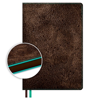 Ежедневник полудатированный ESCALADA, А5, 192 л., арт. 70631/ 15 ТИВОЛИ ДЕЛАВЭ КОРИЧНЕВЫЙ/БИРЮЗОВЫЙ 